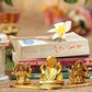 Design Gold Plated Lakshmi Ganesh Saraswati Idol with Deepak Showpiece